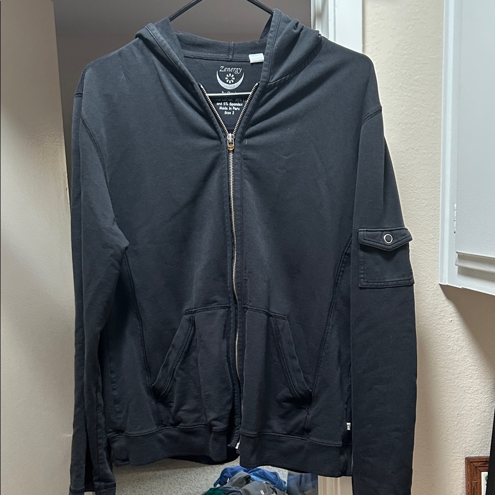 Zenergy by Chico’s Black Zip-Up Hoodie Sweater